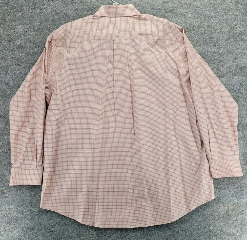 Orvis Button Down Shirt Mens Size XL Long Sleeve Pink Check Cotton